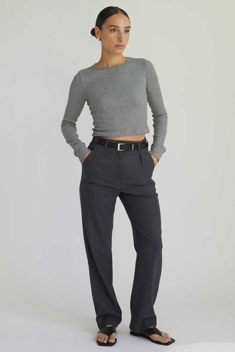 Cropped Fitted Long Sleeve Top