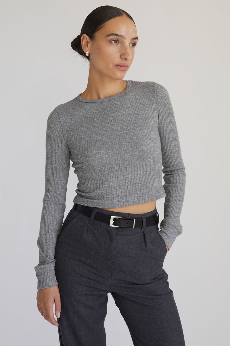 Cropped Fitted Long Sleeve Top