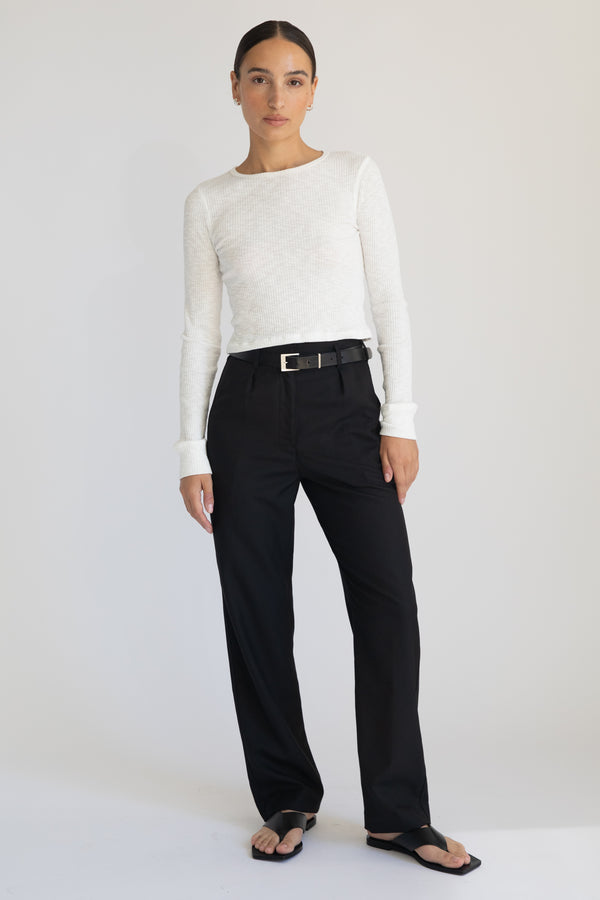 High Waisted Straight Leg Trousers - Almina Concept