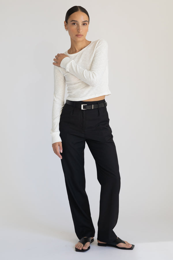 High Waisted Straight Leg Trousers - Almina Concept