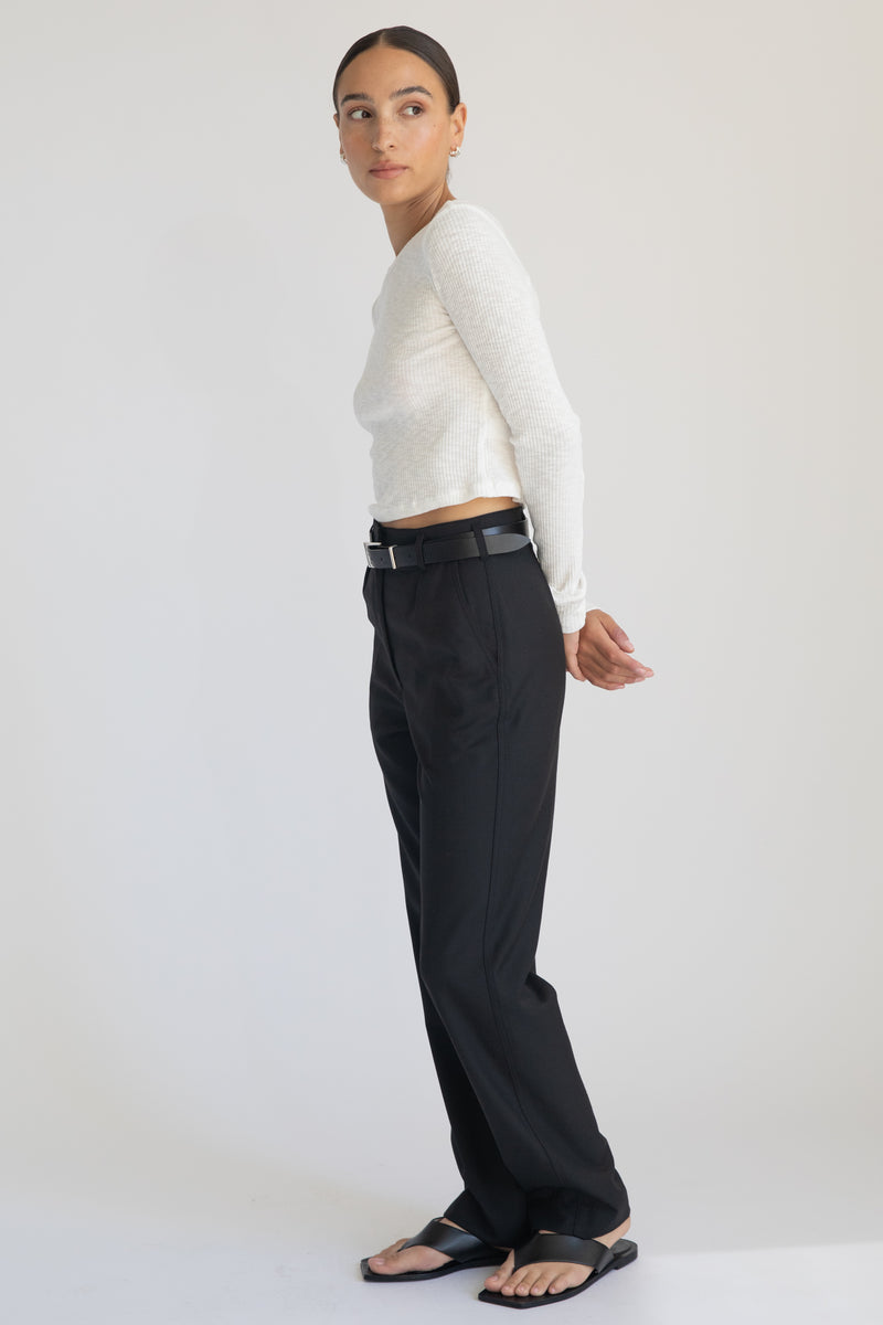 High Waisted Straight Leg Trousers - Almina Concept