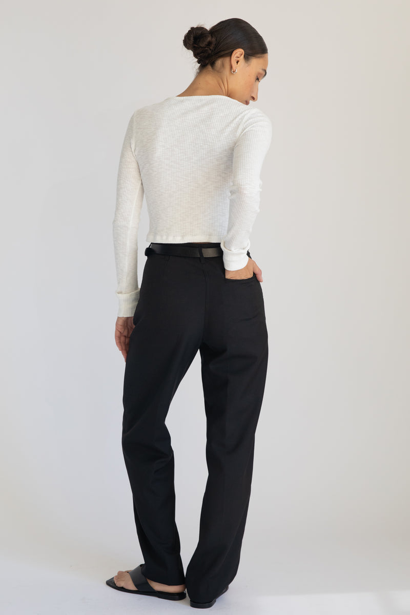 High Waisted Straight Leg Trousers - Almina Concept