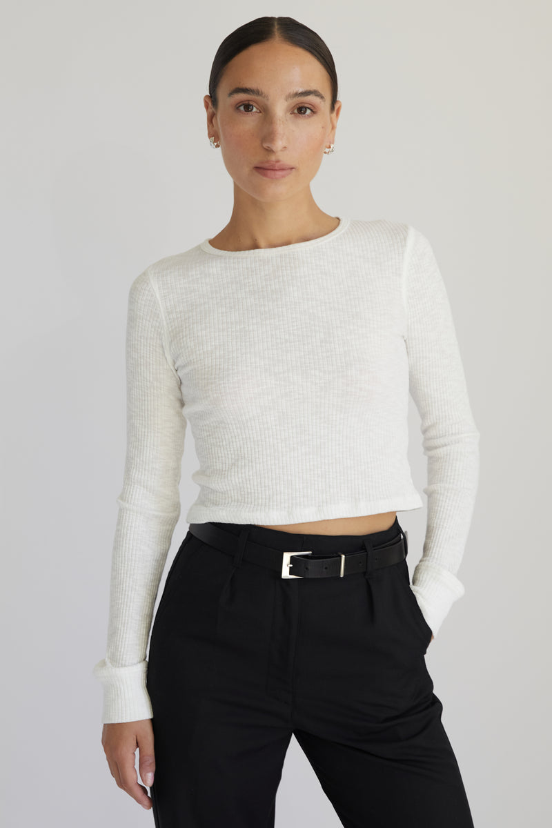 Cropped Fitted Long Sleeve Top