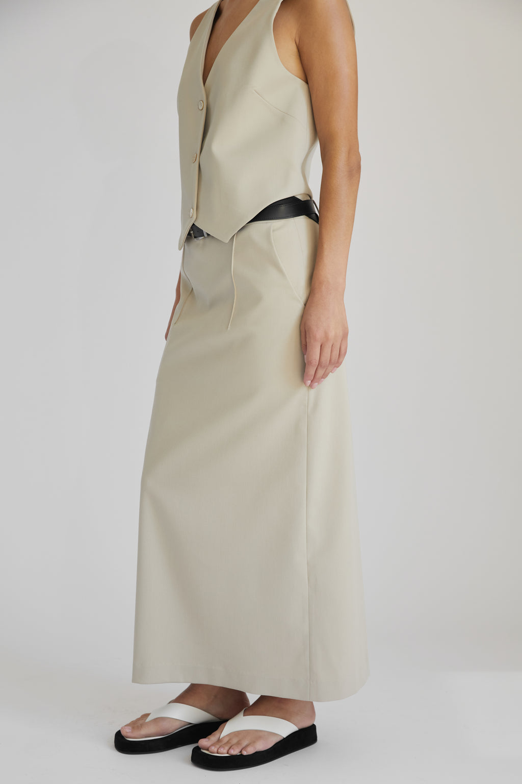 Back Slit Midi Skirt - Almina Concept 