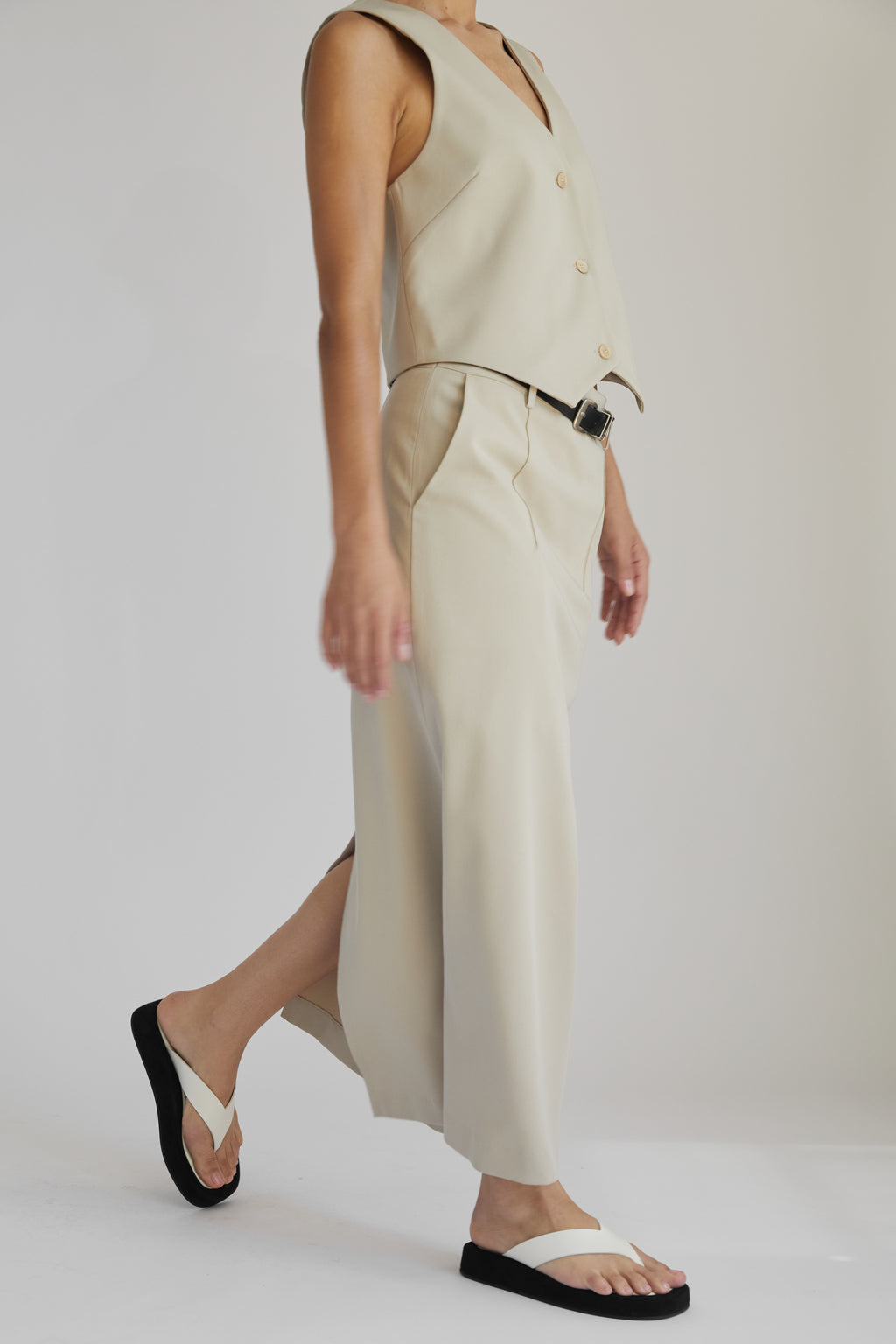 Back Slit Midi Skirt - Almina Concept 