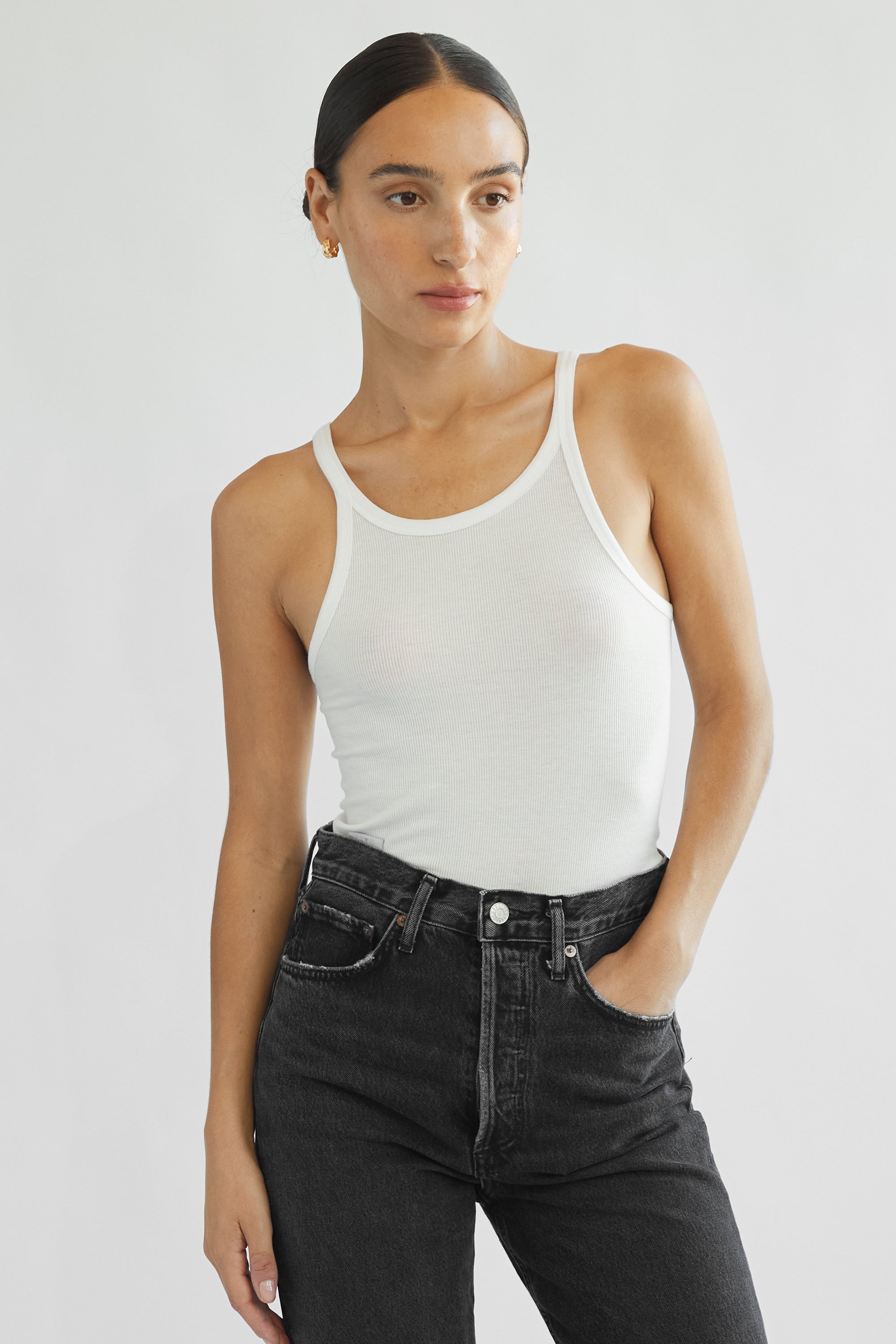 Cropped Rib Tank - Almina Concept 