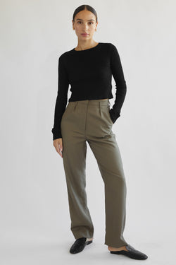 High Waisted Straight Leg Trousers - Almina Concept