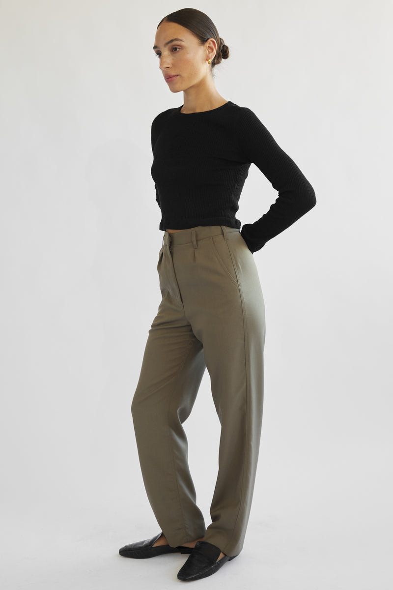 High Waisted Straight Leg Trousers - Almina Concept