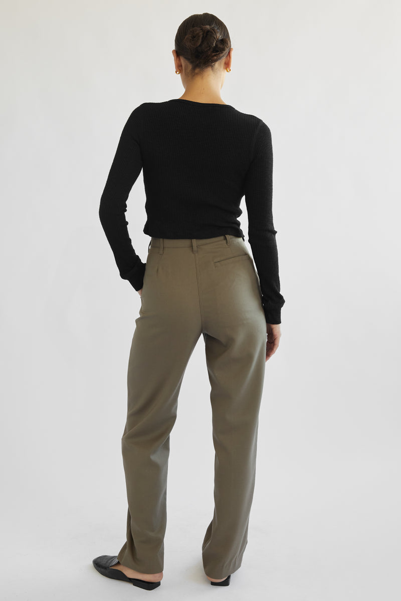 High Waisted Straight Leg Trousers - Almina Concept