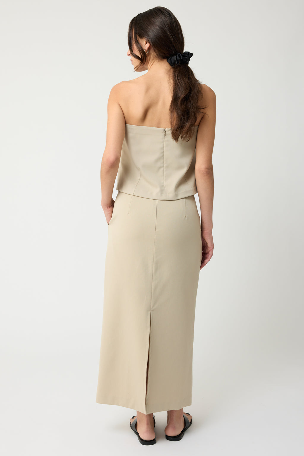 Back Slit Midi Skirt - Almina Concept 