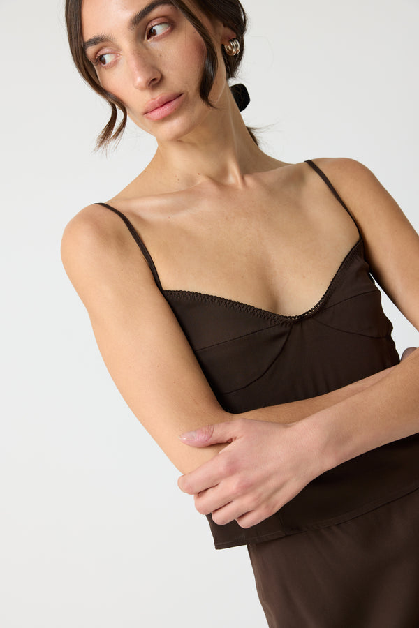 Plunged Neck Silk Cami