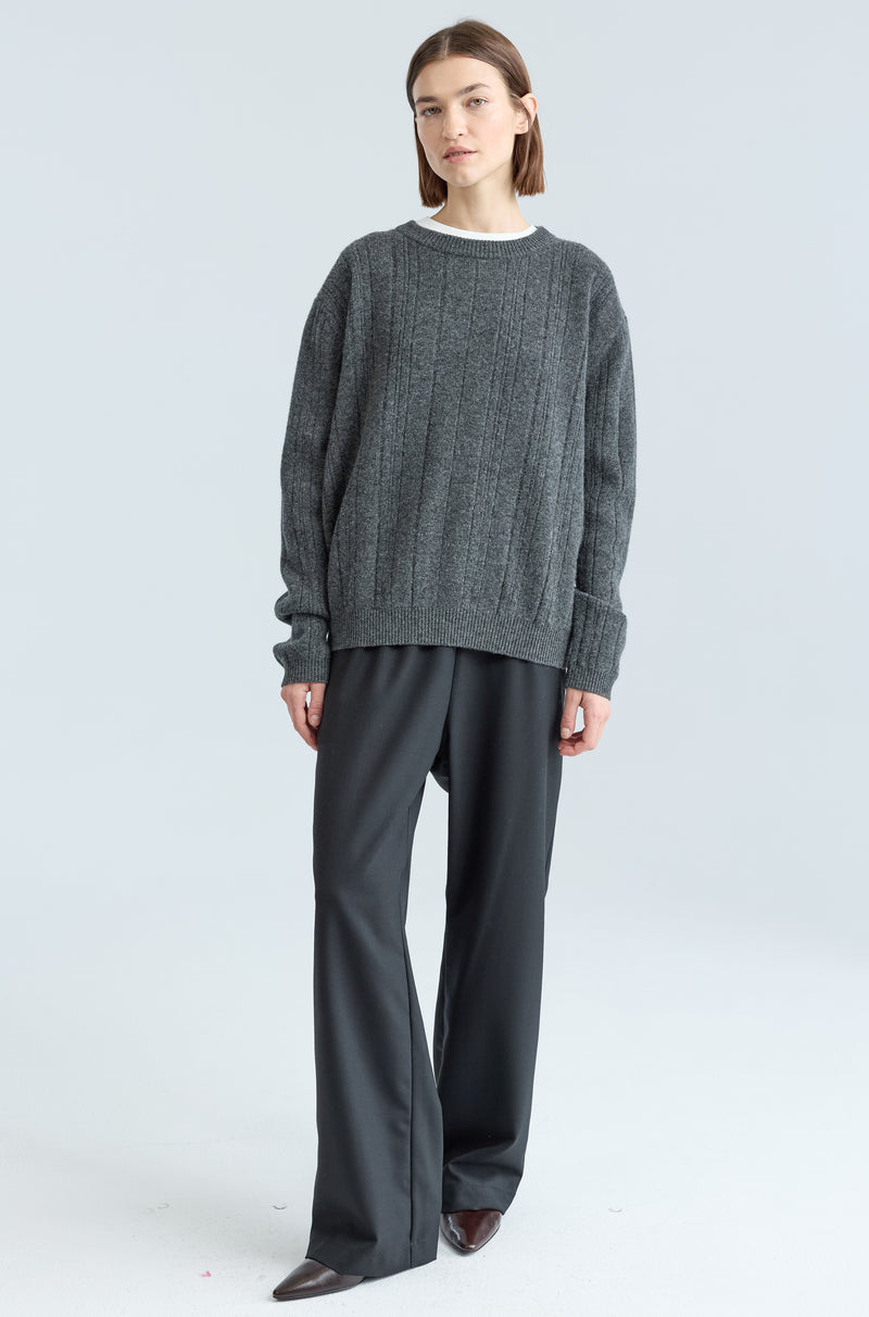 Ribbed Wool Crewneck Sweater