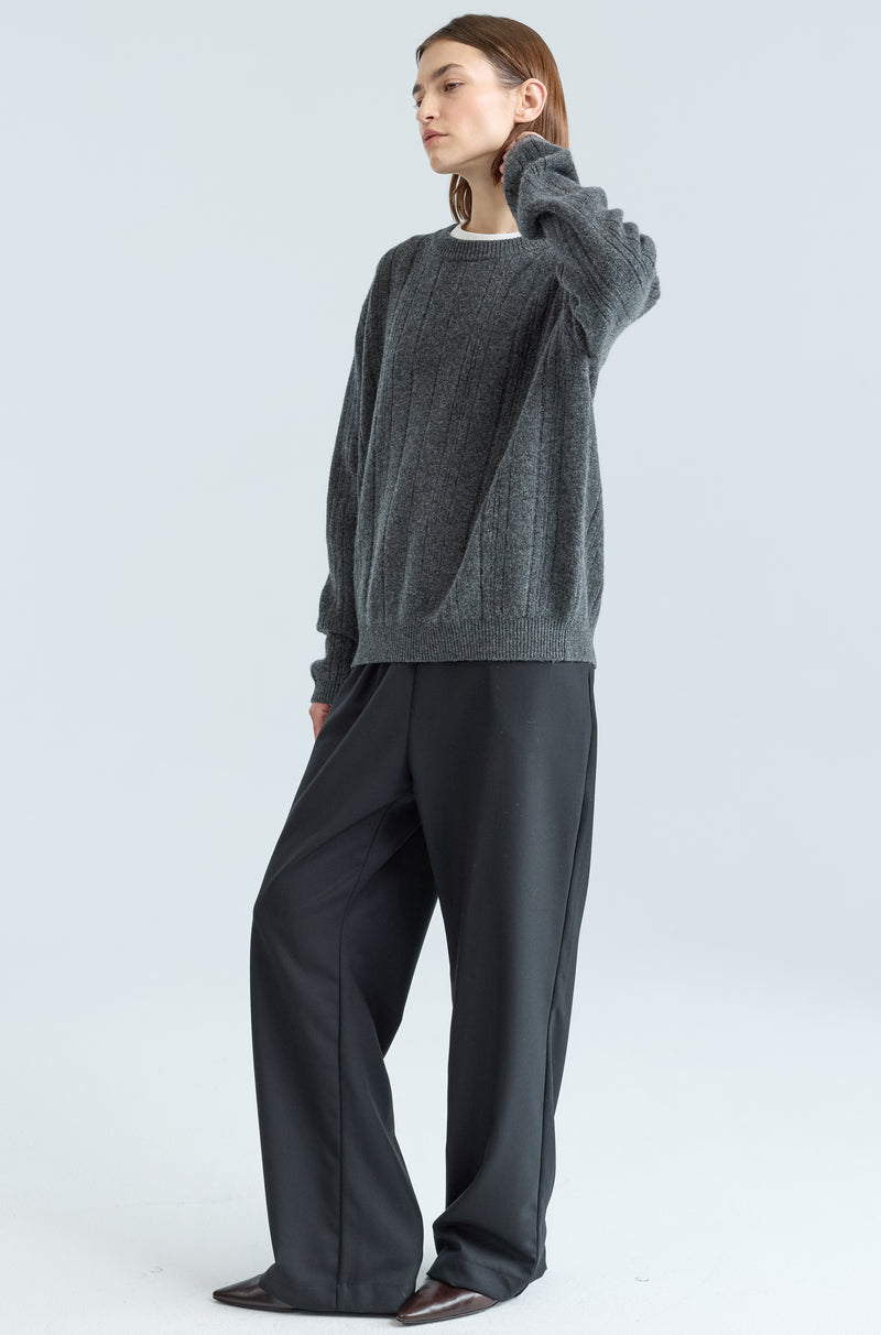 Ribbed Wool Crewneck Sweater