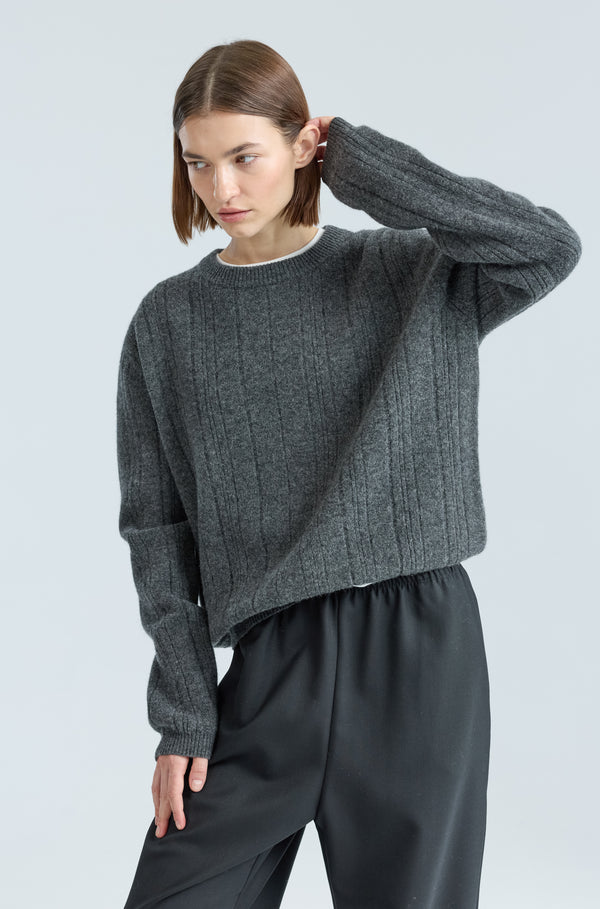 Ribbed Wool Crewneck Sweater