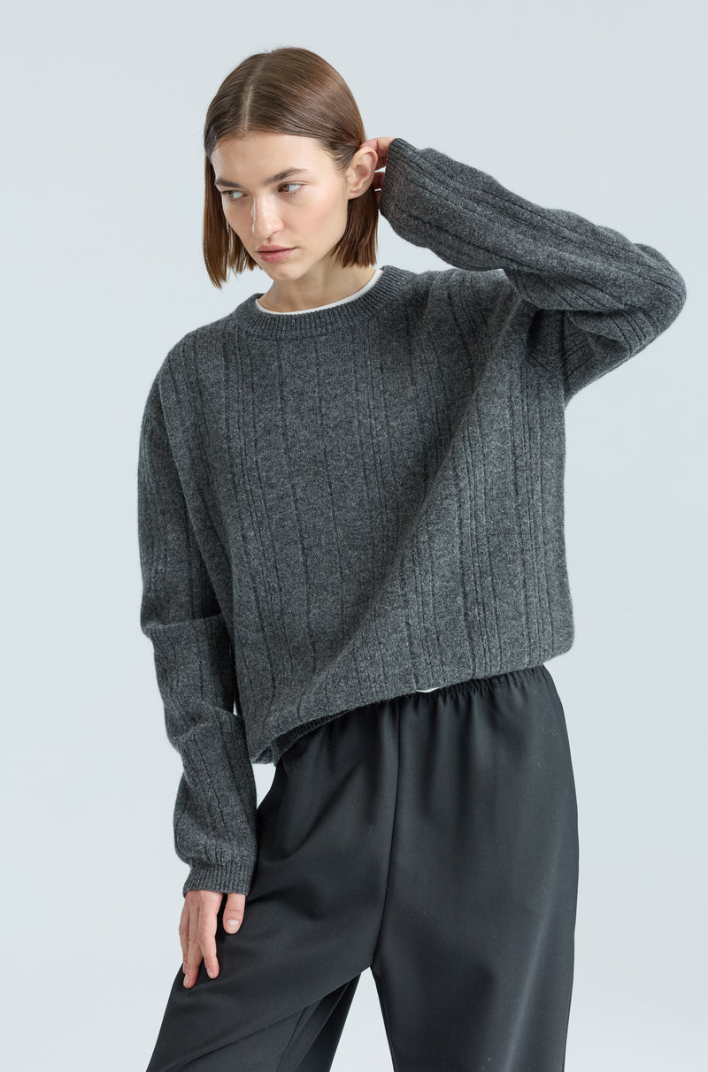 Ribbed Wool Crewneck Sweater