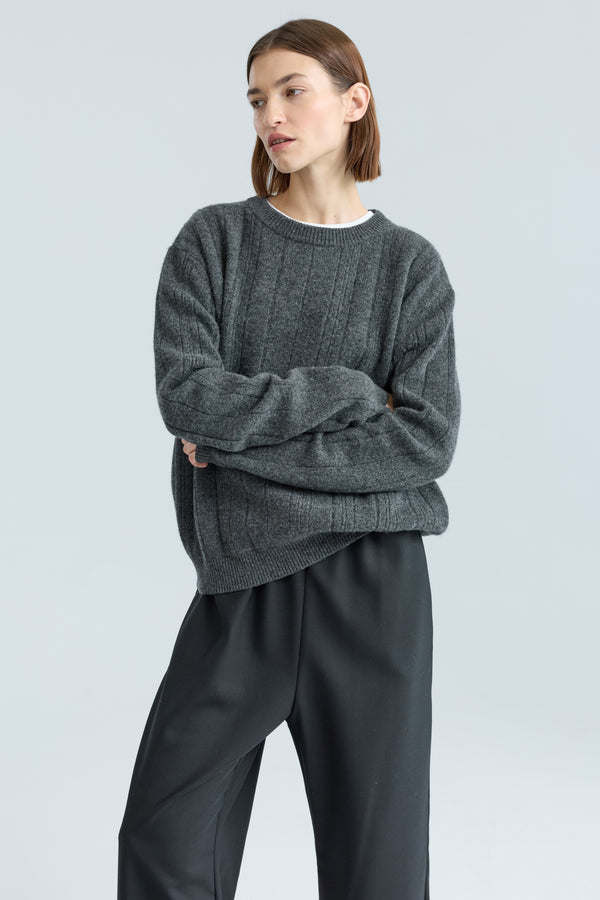 Ribbed Wool Crewneck Sweater