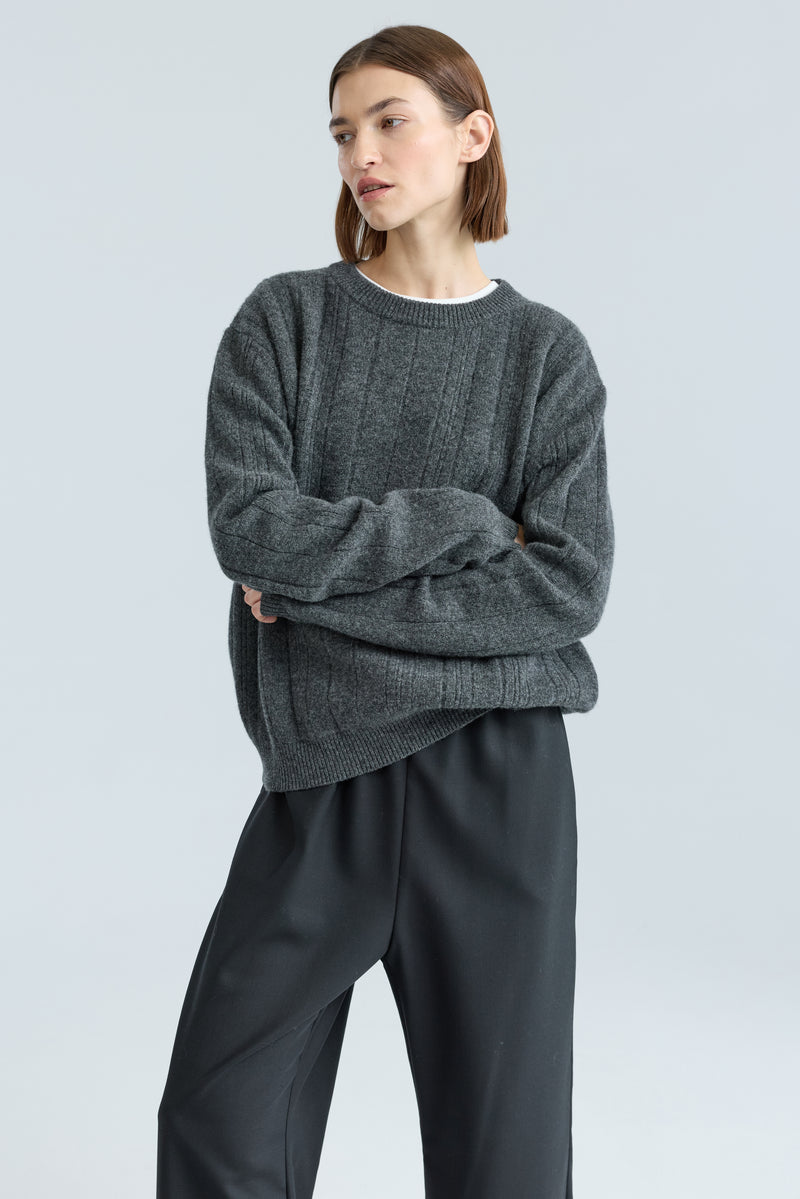 Ribbed Wool Crewneck Sweater