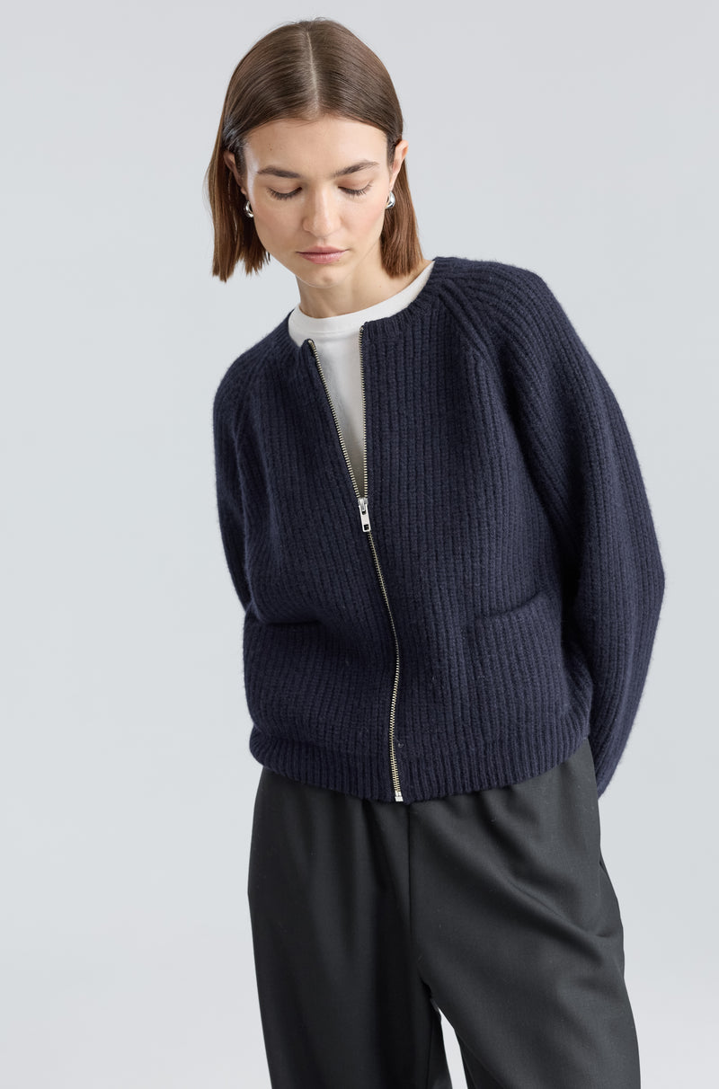 Knit Zip Up Cardigan