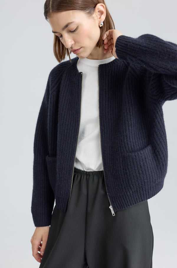 Knit Zip Up Cardigan