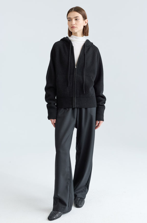 Wool Hoodie Zip Up Sweater