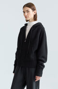 Wool Hoodie Zip Up Sweater - Almina Concept 