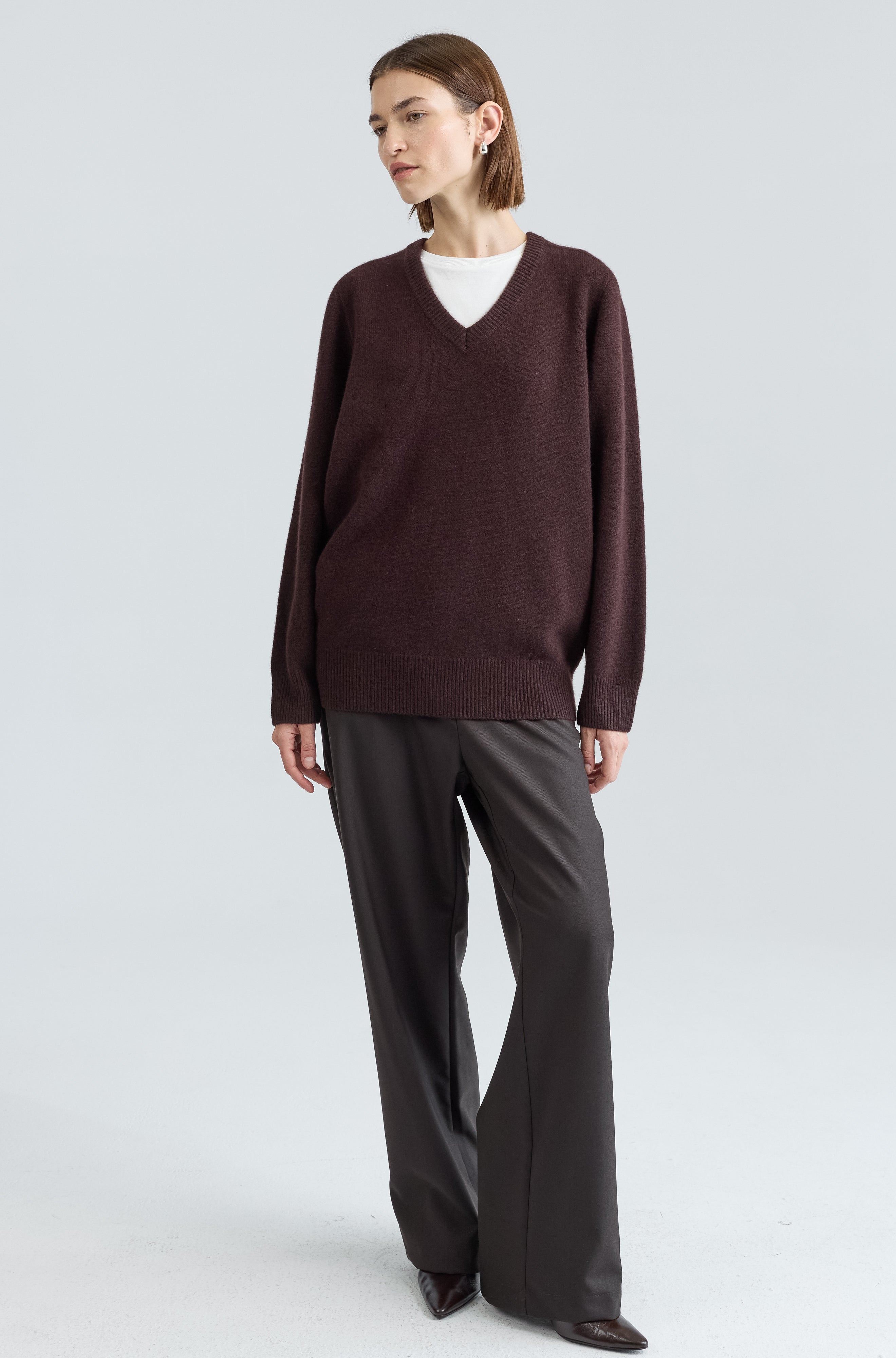 Wool V Neck Sweater - Almina Concept 