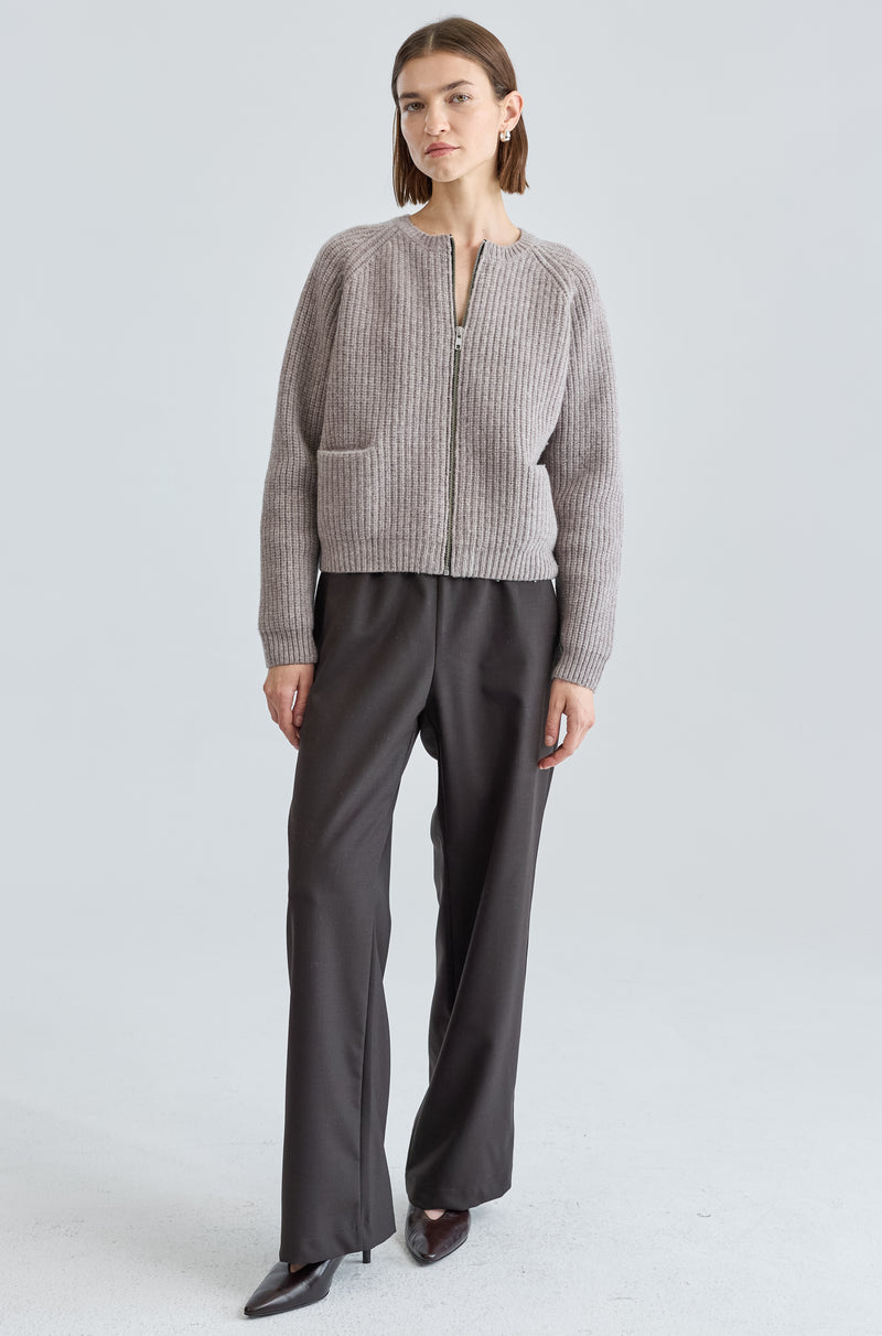 Knit Zip Up Cardigan