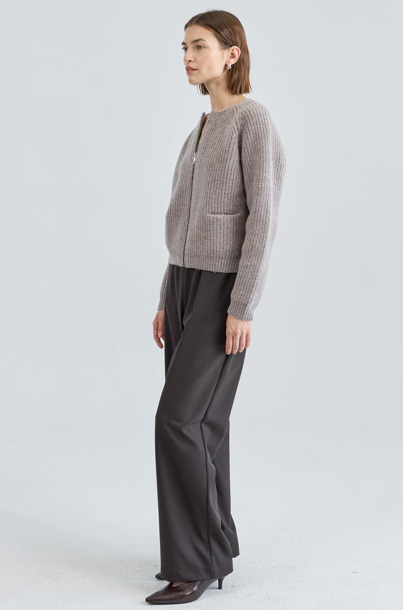 Knit Zip Up Cardigan