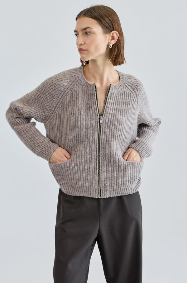 Knit Zip Up Cardigan