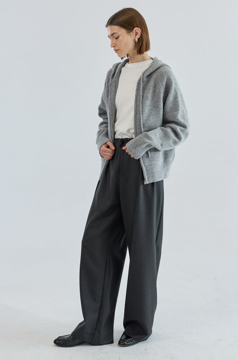 Wool Hoodie Zip Up Sweater