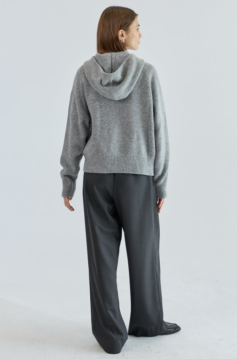 Wool Hoodie Zip Up Sweater