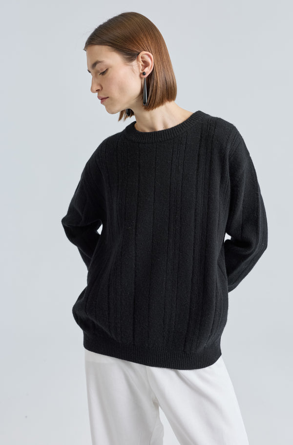 Ribbed Wool Crewneck Sweater