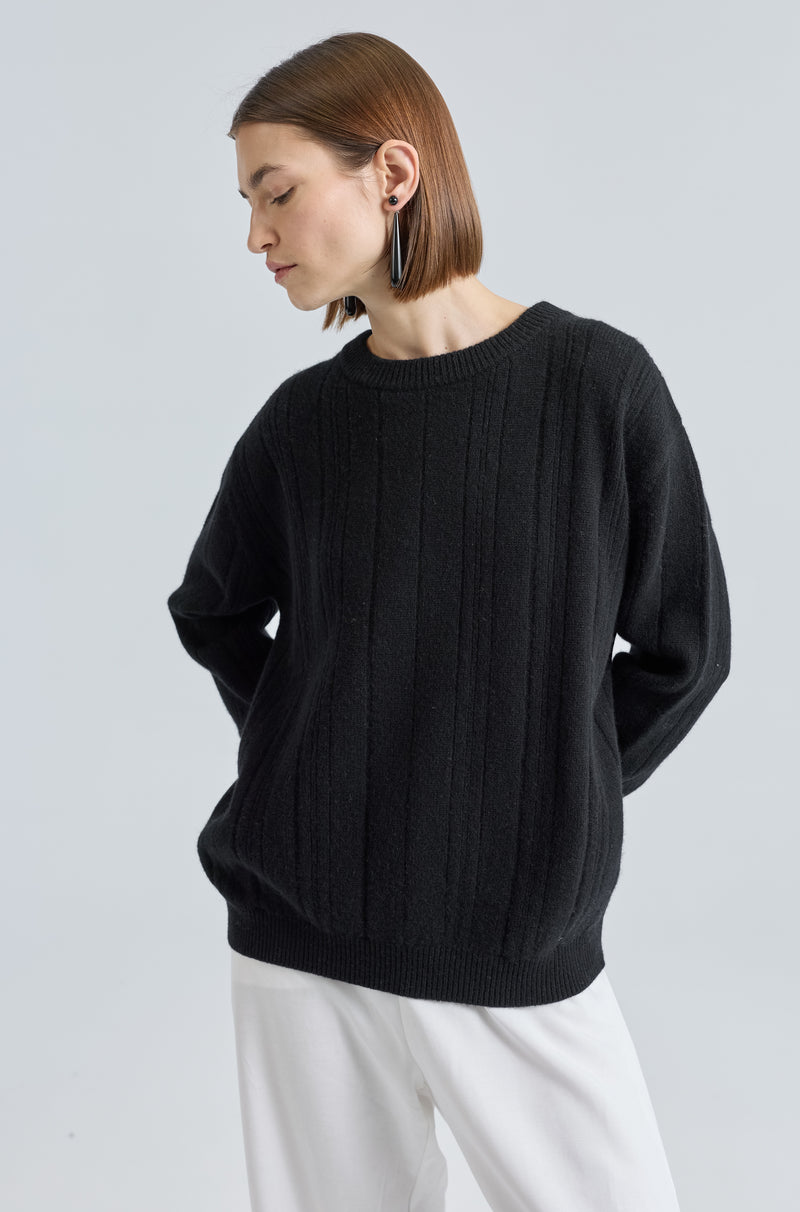 Ribbed Wool Crewneck Sweater