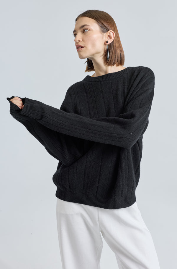 Ribbed Wool Crewneck Sweater