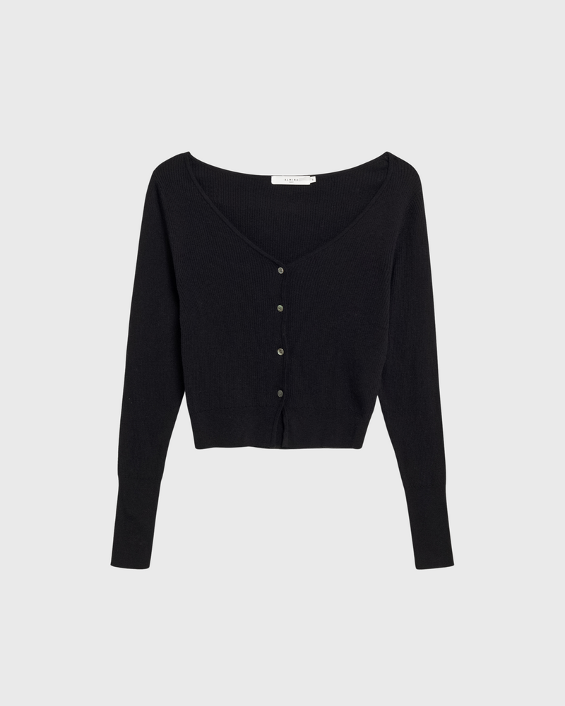 Cropped V Neck Cardigan
