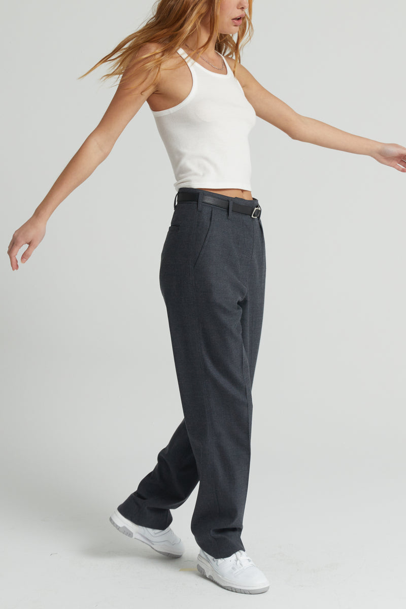 High Waisted Straight Leg Trousers