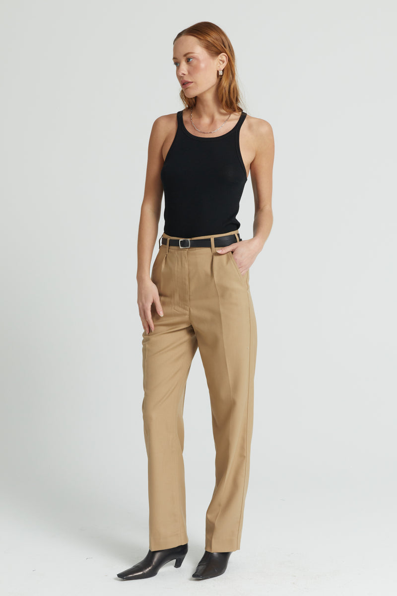 High Waisted Straight Leg Trousers - Almina Concept