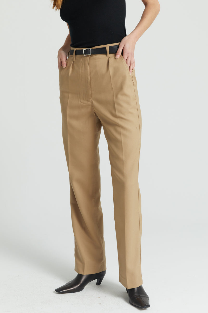 High Waisted Straight Leg Trousers - Almina Concept