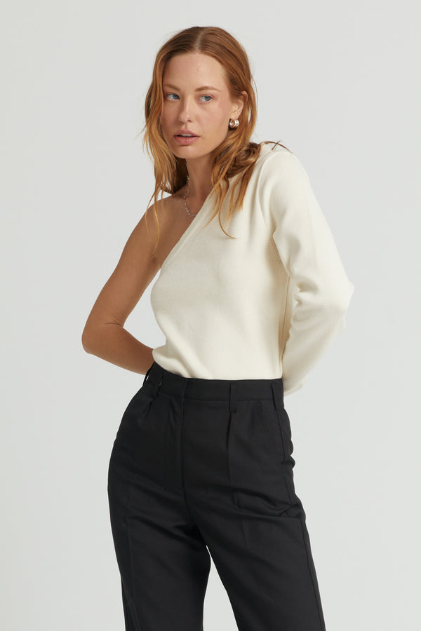 One Shoulder Long Sleeve Knit Top - Almina Concept