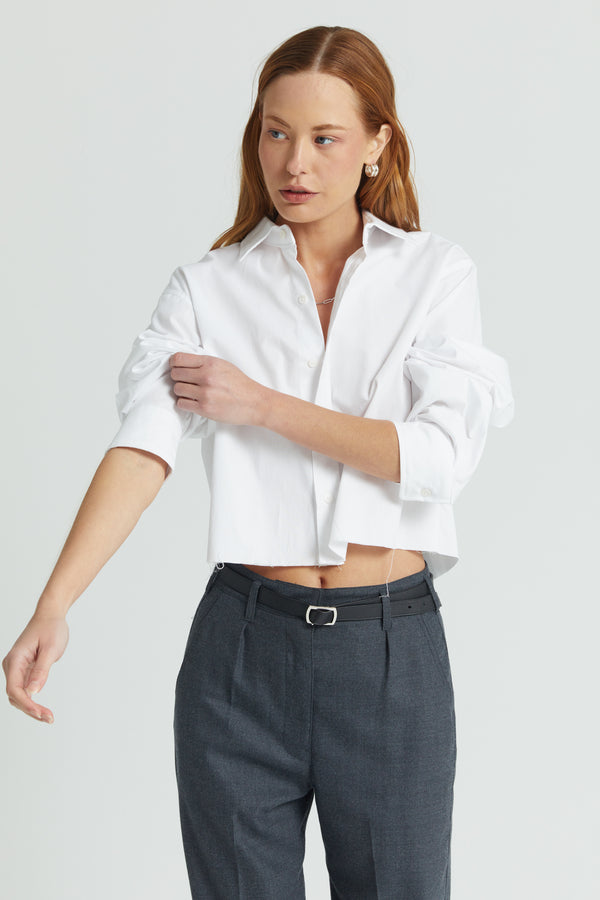 Cropped Long Sleeve Shirt - Almina Concept