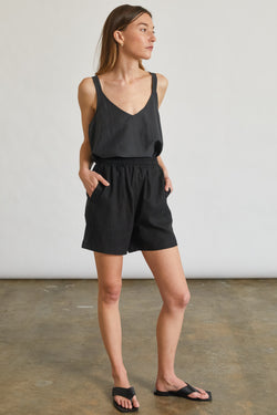 High Waisted Linen Shorts - Almina Concept