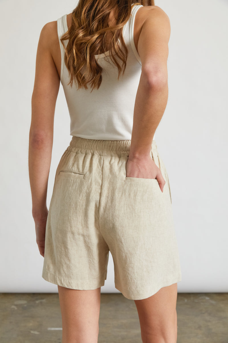 High Waisted Linen Shorts - Almina Concept