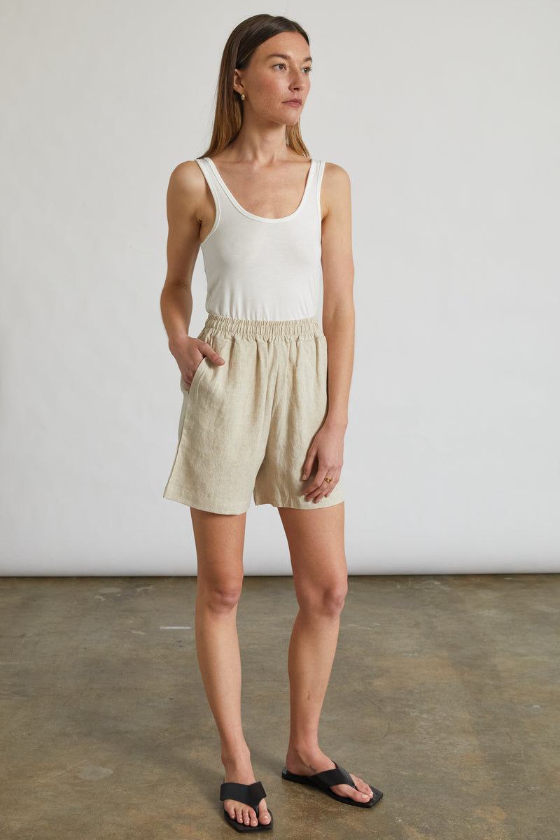 High Waisted Linen Shorts - Almina Concept