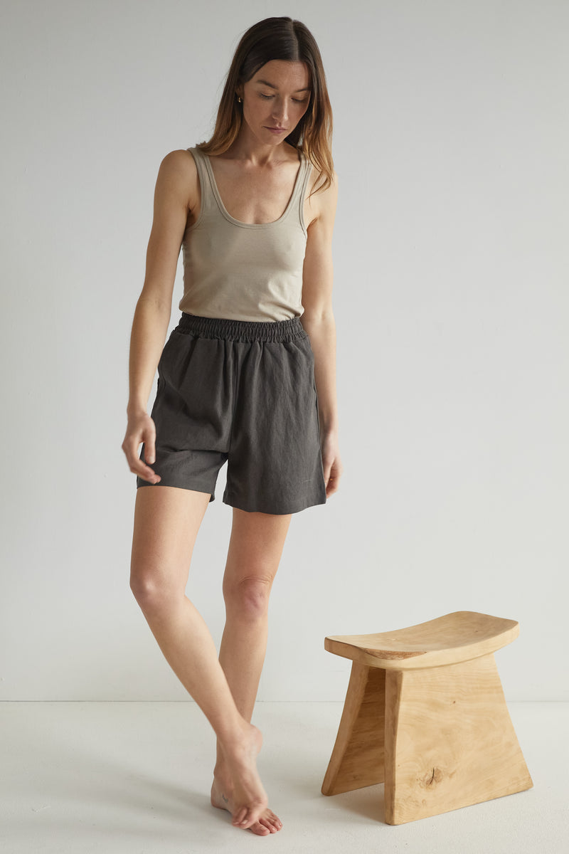 High Waisted Linen Shorts - Almina Concept