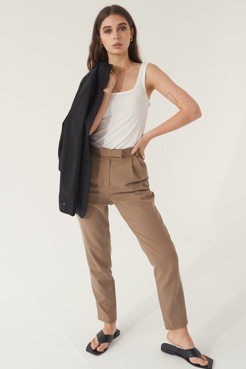 High Waisted Pleated Trouser - Almina Concept