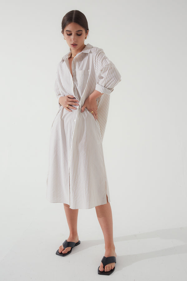 Stripe Shirt Dress - Almina Concept