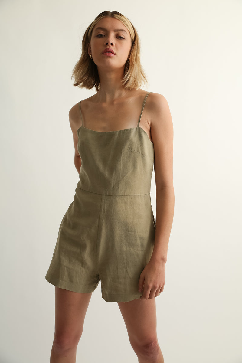 Camisole Linen Playsuit - Almina Concept