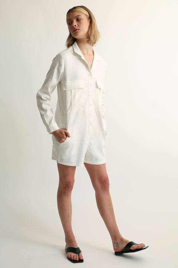 The Linen Utility Playsuit - Almina Concept