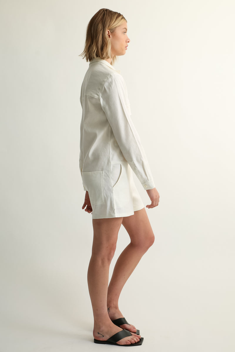 The Linen Utility Playsuit - Almina Concept