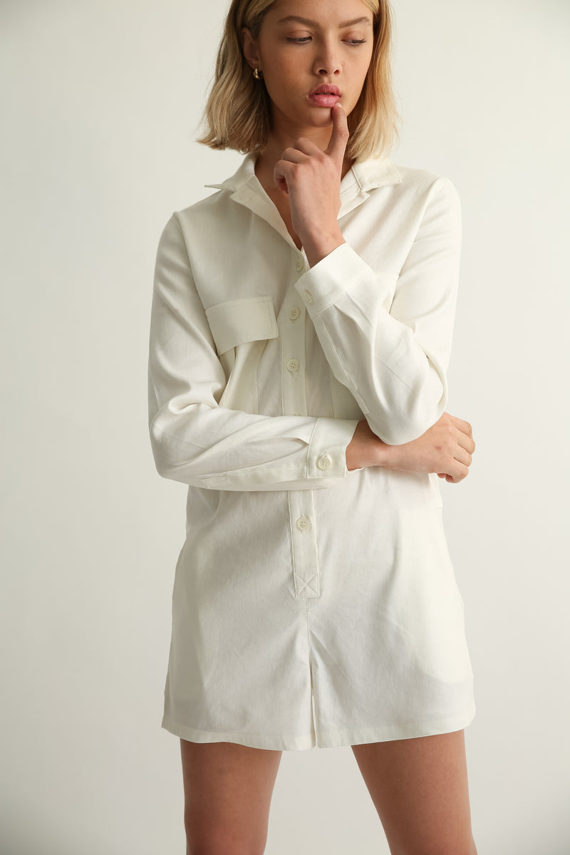 The Linen Utility Playsuit - Almina Concept